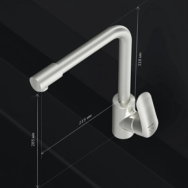 Смеситель для кухни AM.PM Like F8005711 высокий с каналом питьевой воды, сатин