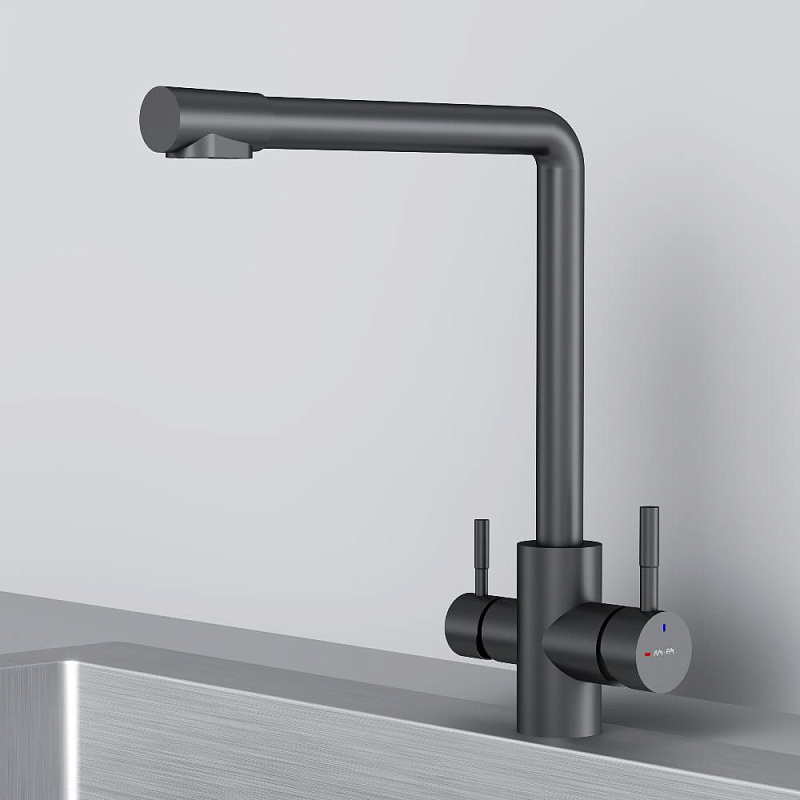 Смеситель для кухни AM.PM X-Joy S F85B05722 высокий, с каналом питьевой воды, черный