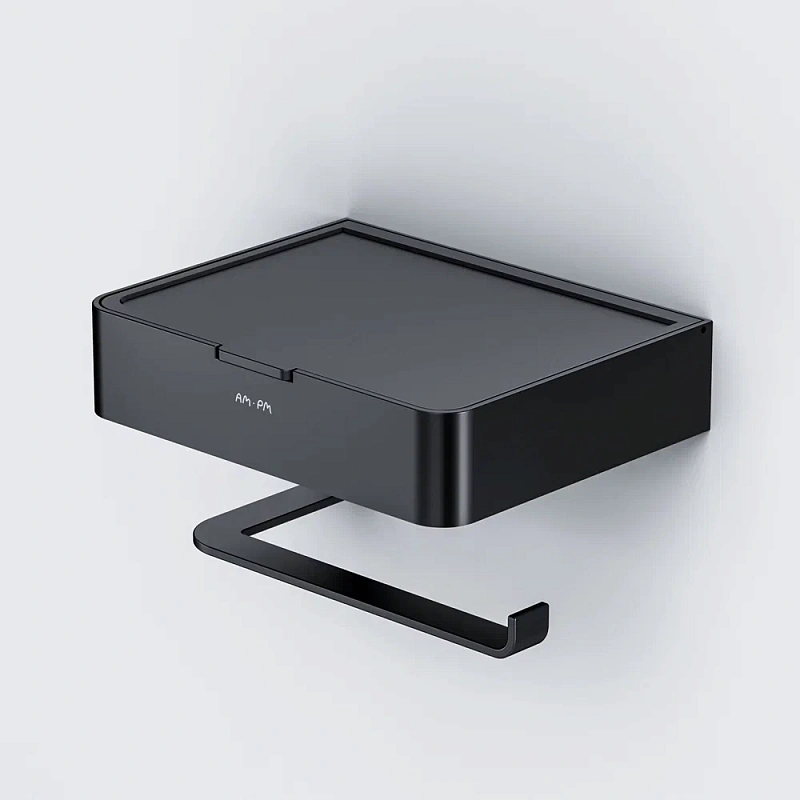 Держатель для туалетной бумаги настенный AM.PM Inspire 2.0 A50A341522 с полочкой, черный