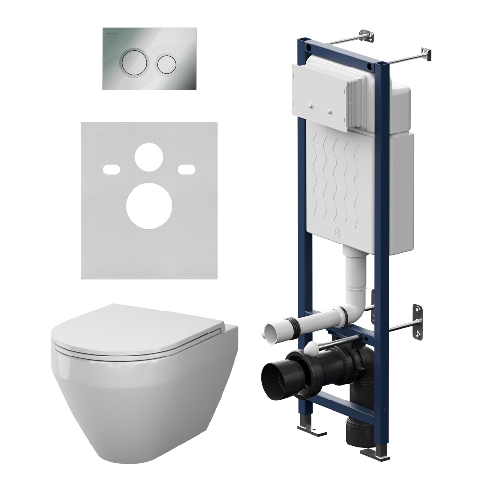Инсталляция ErgoFit с подвесным унитазом Aquaspin и клавишей Spirit V2.0 IS110151.701900, Синий; белый; хром