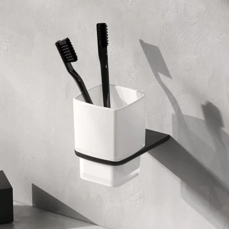 Стакан для зубных щеток настенный AM.PM Inspire 2.0 A50A34322 стеклянный, черный