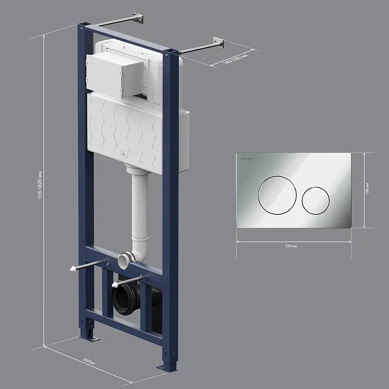 Инсталляция для подвесного унитаза AM.PM Pro I012704.9051 с пневм. клавишей хром