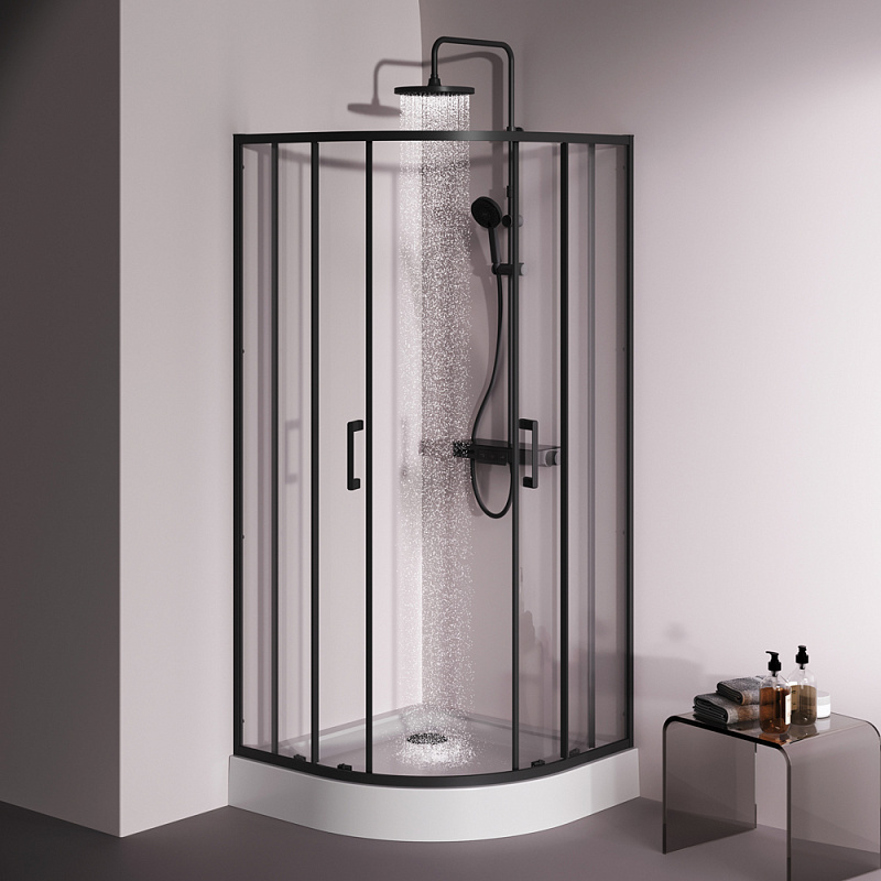 Душевое ограждение без поддона 90x90 AM.PM Above W9XG-401-9090-BT профиль черный