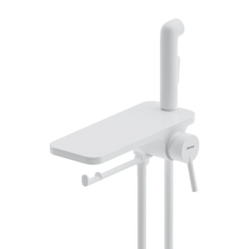 Гигиенический душ со смесителем Damixa Jupiter 773500200 белый встраиваемый, полка, шланг 1200, держатель туалетной бумаги