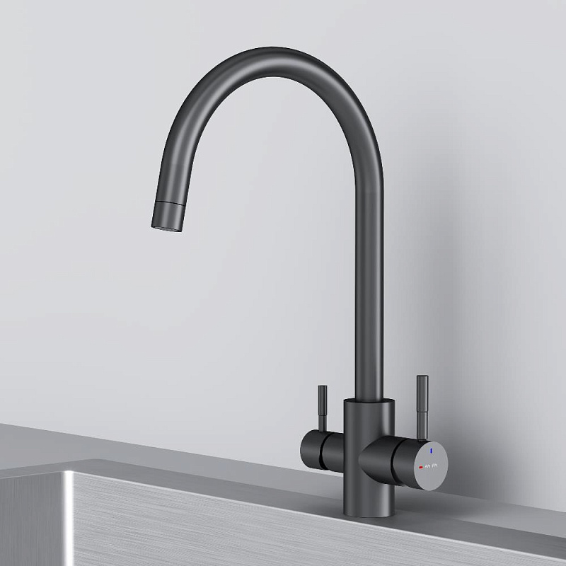 Смеситель для кухни AM.PM X-Joy S F85B07722 высокий, с каналом питьевой воды, черный