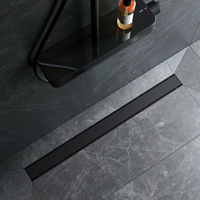 Душевой трап (лоток) 90 AM.PM PrimeFlow W02SC-U11-090-04BM комбинированный затвор с черной матовой решеткой под плитку