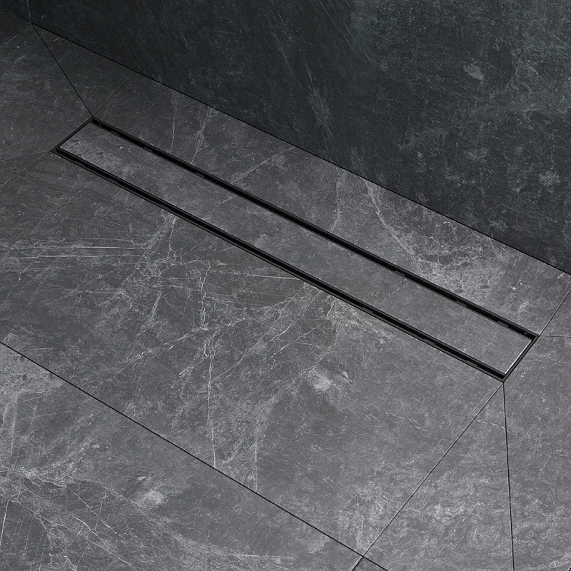 Душевой трап (лоток) 60 AM.PM PrimeFlow W02SC-U11-060-04BM комбинированный затвор с черной матовой решеткой под плитку