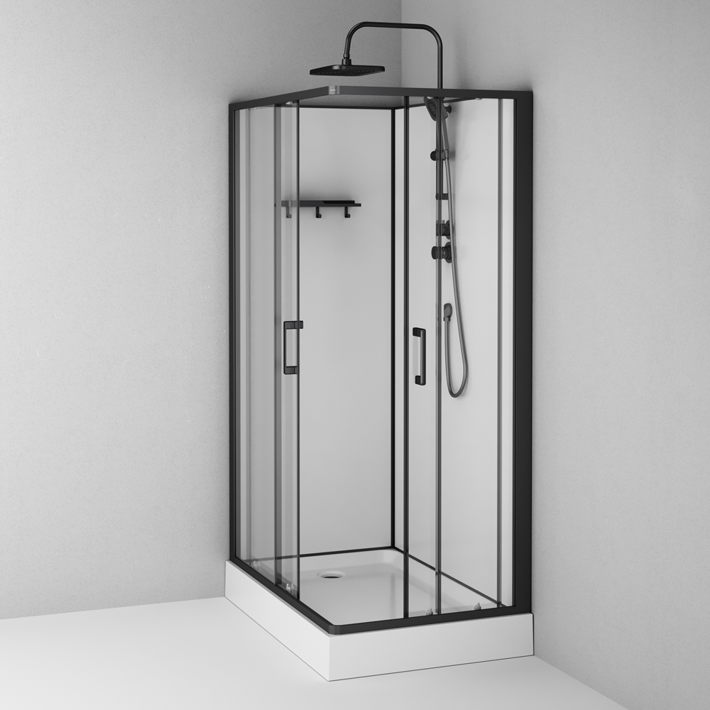 Душевая кабина 120x80 см, прямоугольная, без гидромассажа Above W9XC-403-12080BT, Черный, белый, прозрачное