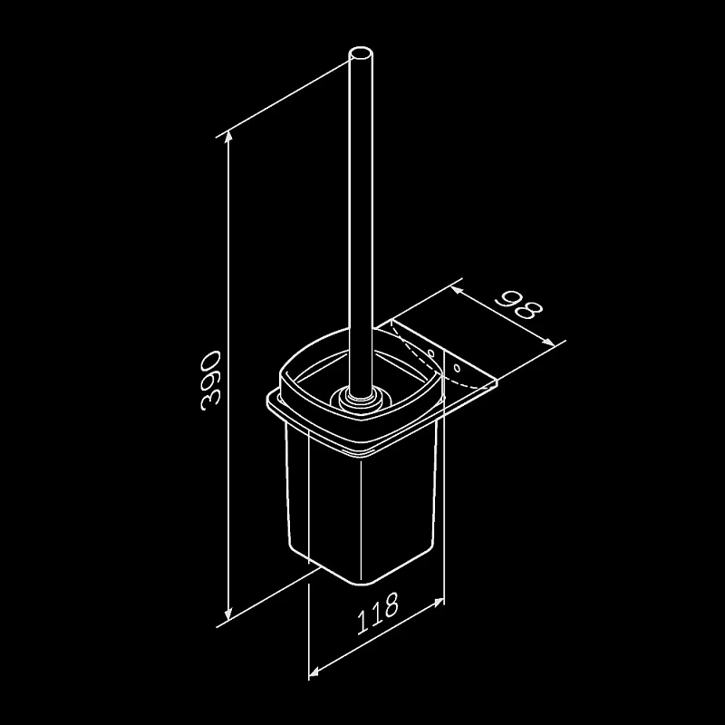 Ершик для унитаза AM.PM Inspire 2.0 A50A33422 со стеклянной настенной подставкой, черный