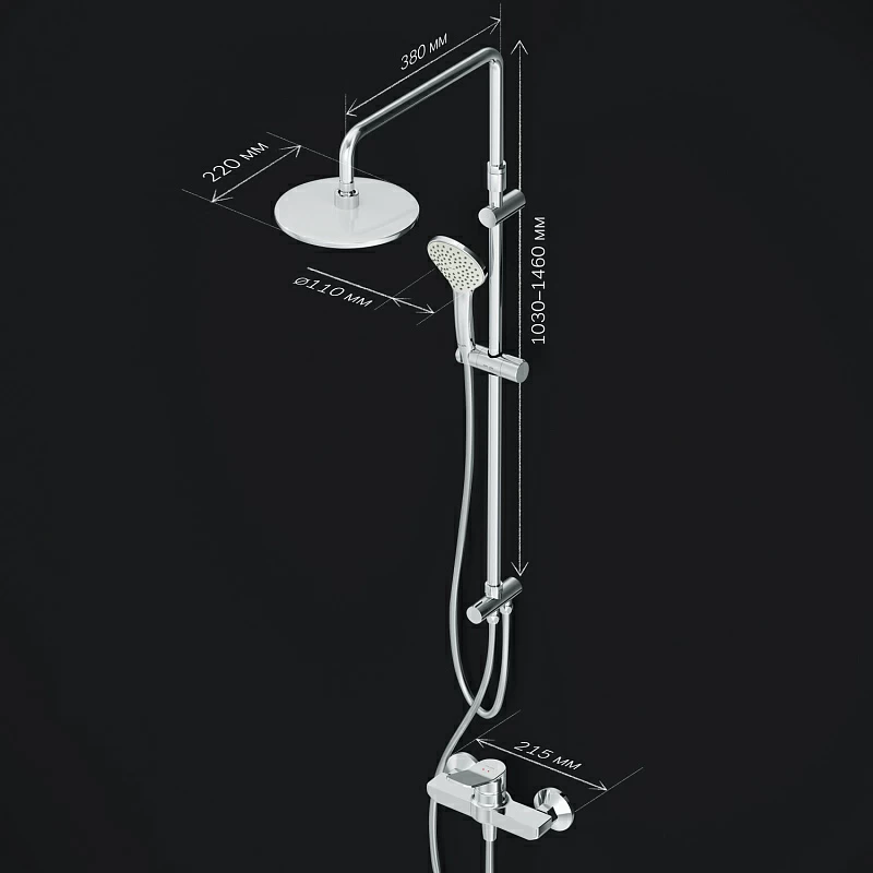 Душевая система AM.PM X-Joy F40885A24 стойка с тропическим душем, хром + смеситель для душа, хром