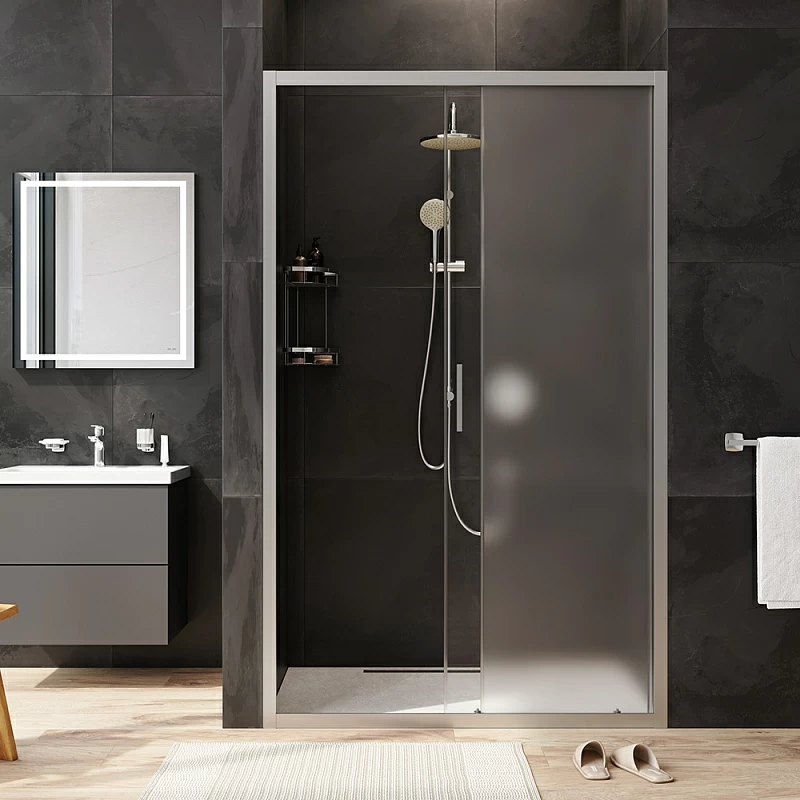 Душевая перегородка с дверью 120x195 AM.PM Gem W90G-120-1-195MM матовое стекло, профиль серебристый