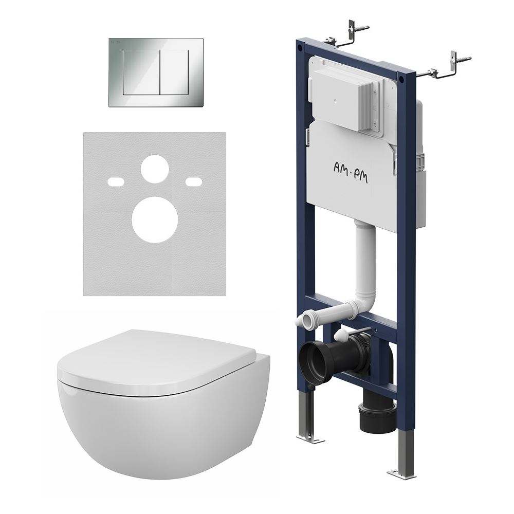 Инсталляция PrimeFit с подвесным унитазом Aquaspin и клавишей Above IS90251.9X1900, Синий, белый, хром