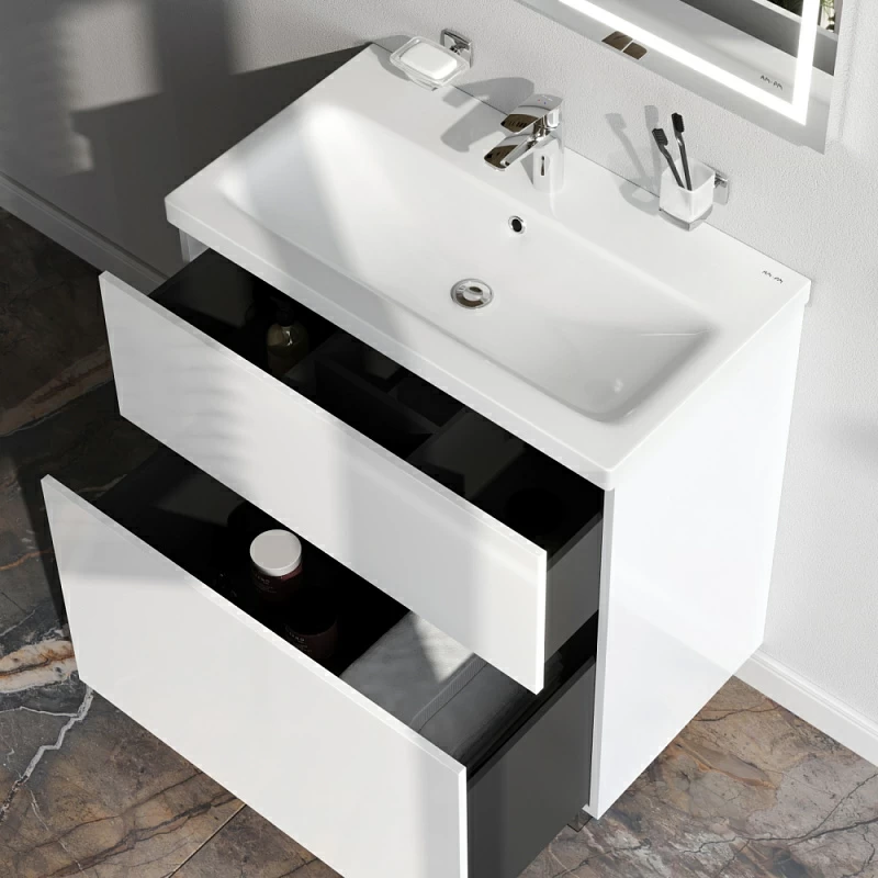 Тумба под раковину 75 AM.PM Gem M90FSX07522WG32 напольная белый глянец