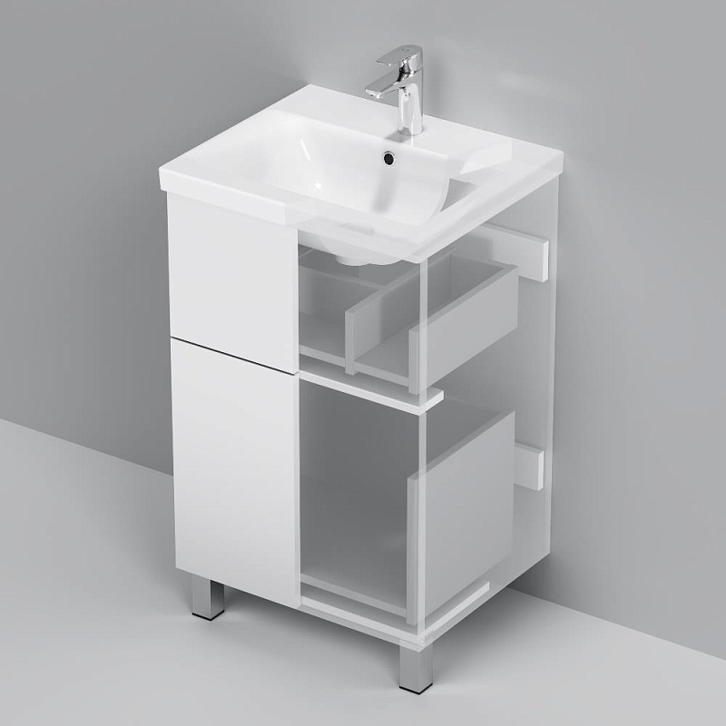 Тумба под раковину 50 AM.PM Gem M90FSX0502WG напольная белый глянец