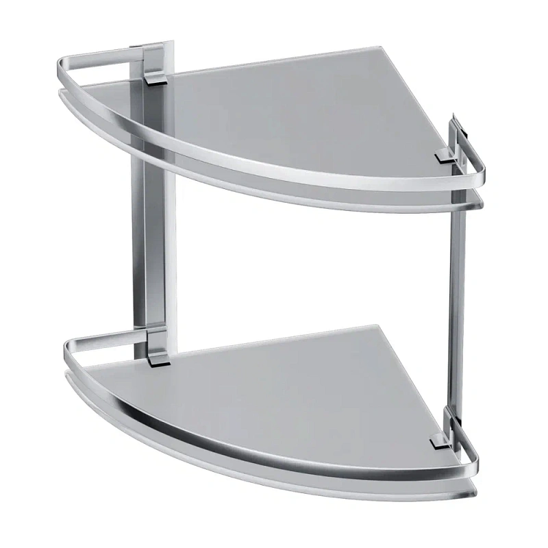 Полка в ванную угловая AM.PM Sense L A7456200 двухъярусная, серебристый металл, стекло