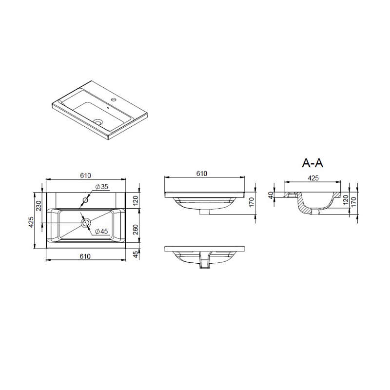 Раковина мебельная 60 AM.PM Gem M90WCC0602WG белая встраиваемая