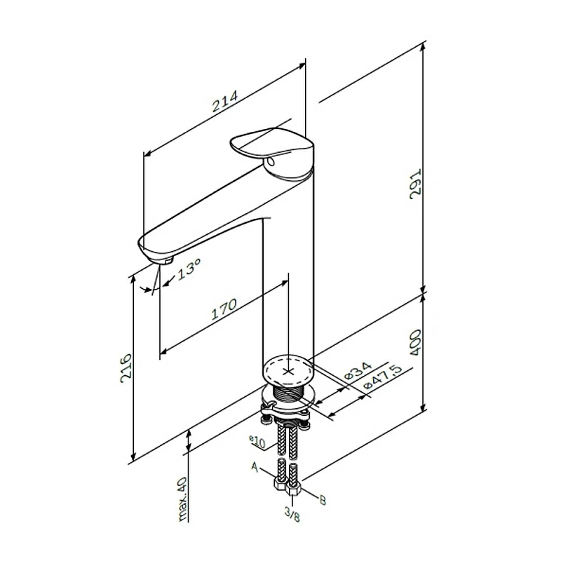 Смеситель для раковины (умывальника) AM.PM Like F8092000 высокий, хром