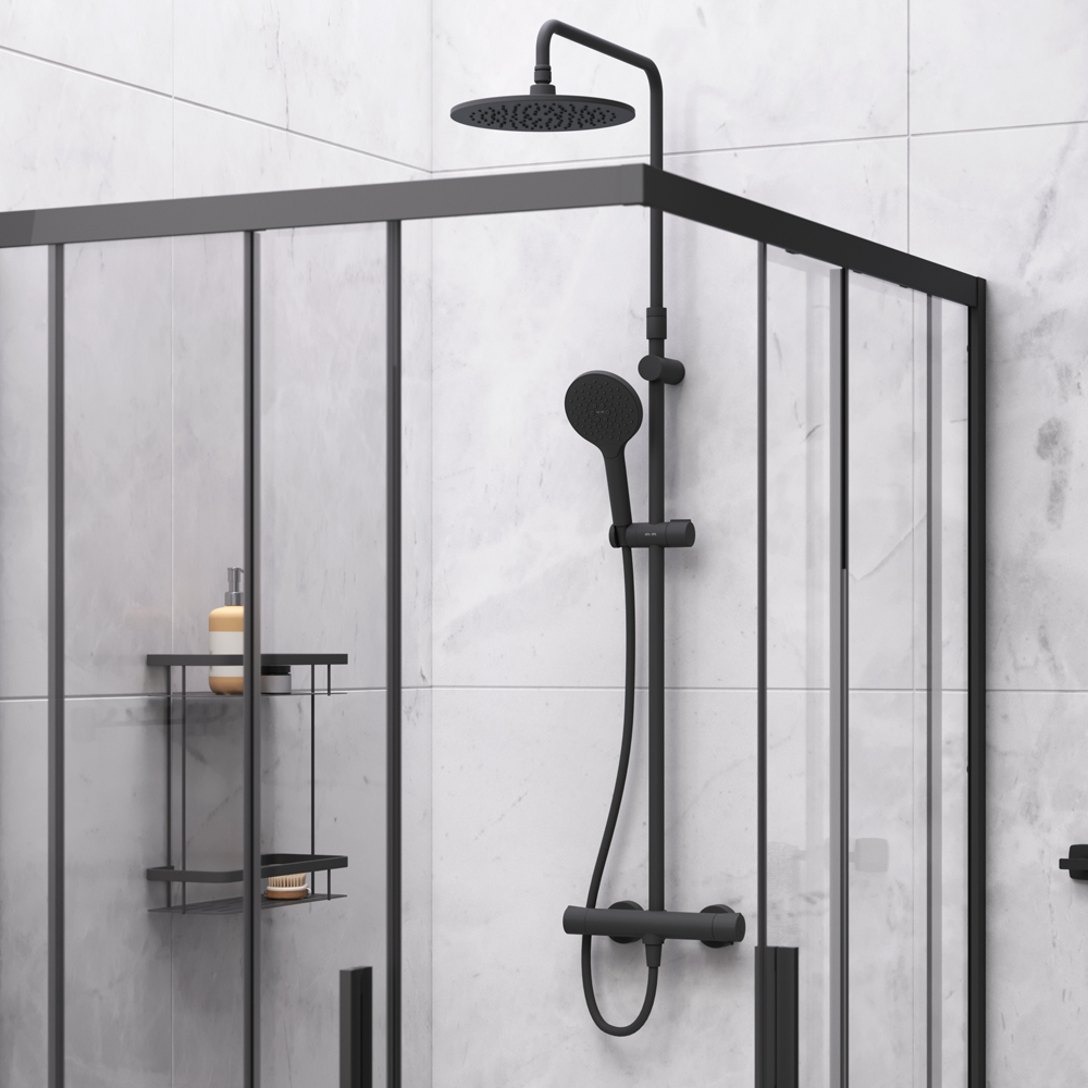 Комплект для ванной комнаты, зона помывочной 120x90 см Gem S WK93ES, Черный