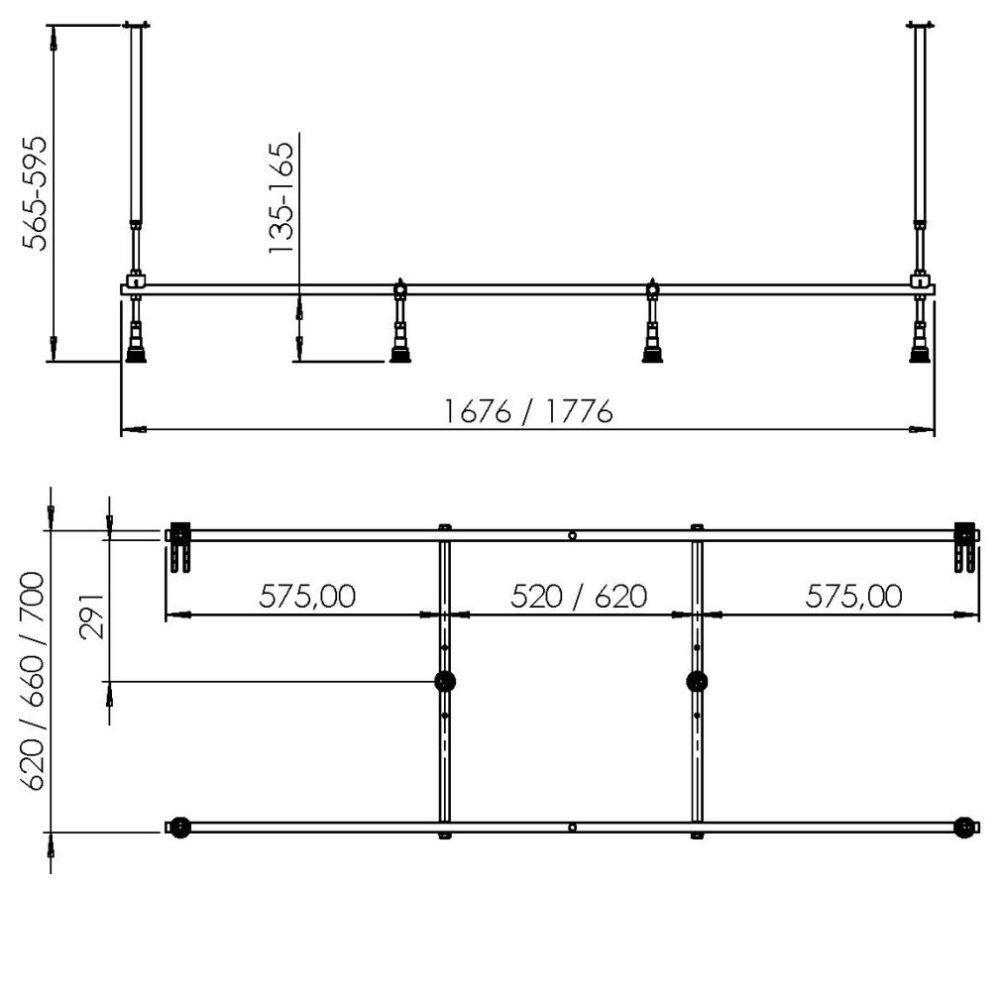 Каркас для ванны 180x80 см Libre W60A-180-080W-R,