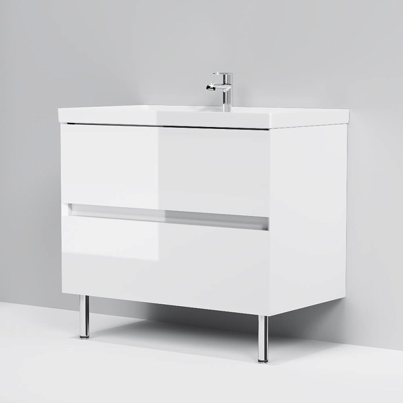 Тумба с раковиной 80 AM.PM Above M9X-FSX0802WG-WCC0800WG напольная, белая глянцевая