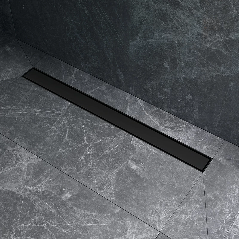 Душевой трап (лоток) 80 AM.PM MasterFlow W01SC-U11-080-04BM комбинированный затвор с черной матовой решеткой под плитку