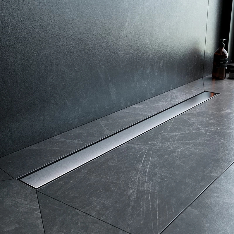 Душевой трап (лоток) 90 AM.PM MasterFlow W01SC-U11-090-04SB комбинированный затвор со стальной матовой решеткой под плитку