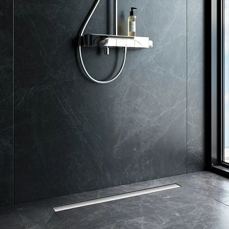 Душевой трап (лоток) 80 AM.PM MasterFlow W01SC-U11-080-04SB комбинированный затвор со стальной матовой решеткой под плитку