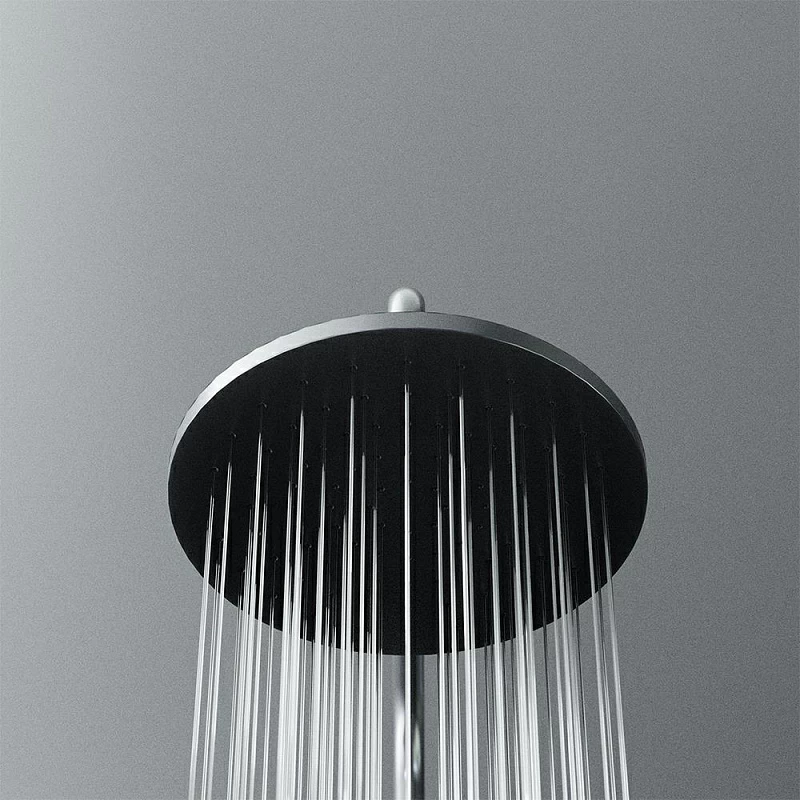 Душевая система Damixa Option DX218091300 стойка с тропическим душем, термостатом, смесителем, черная матовая