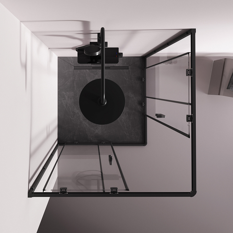 Душевое ограждение без поддона 100x100 AM.PM Above W9XG-403-100100-BT профиль черный