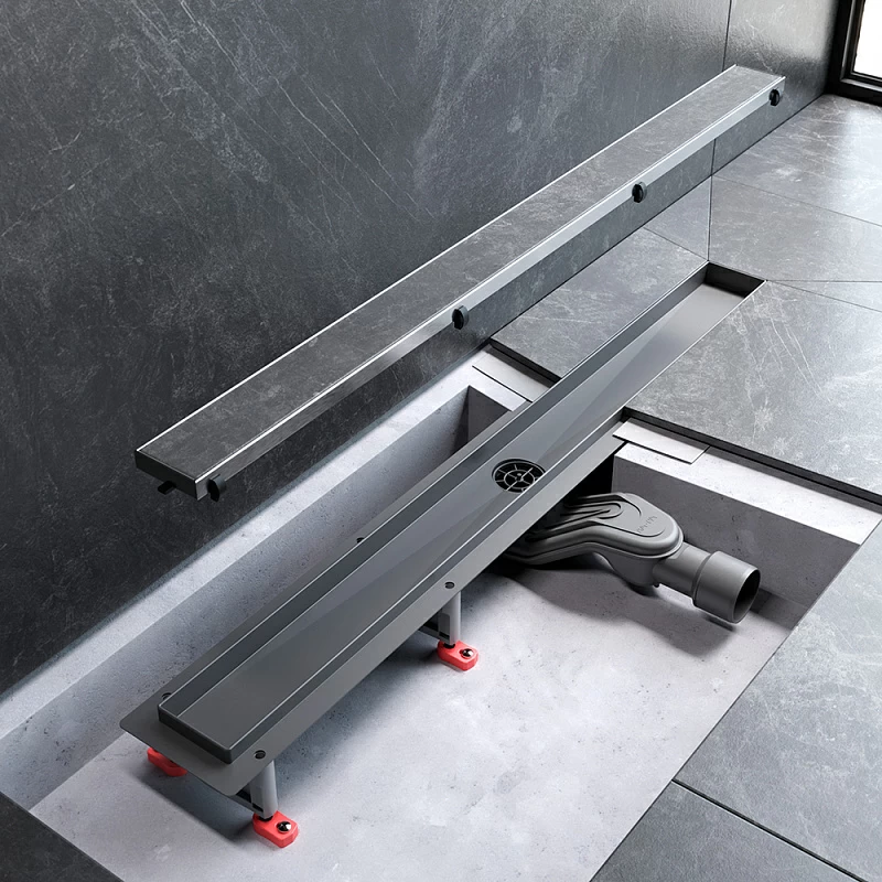 Душевой трап (лоток) 80 AM.PM MasterFlow W01SC-U11-080-04SB комбинированный затвор со стальной матовой решеткой под плитку