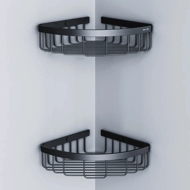 Полка в ванную угловая AM.PM Sense L A7452222 двухъярусная черная