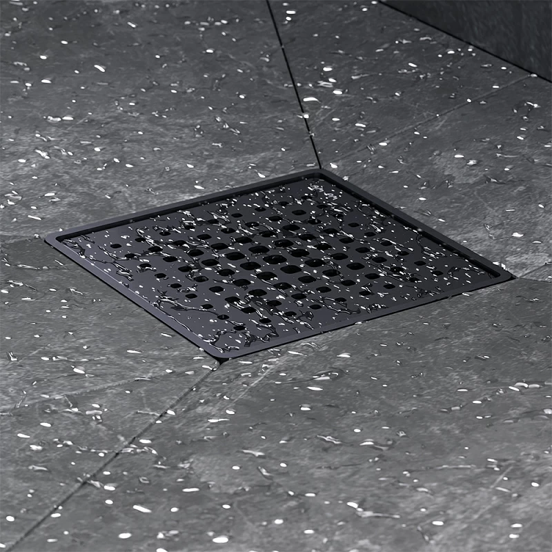 Душевой трап 10x10 AM.PM MasterFlow W01BD-P11-010-01BM комбинированный затвор с черной матовой решеткой