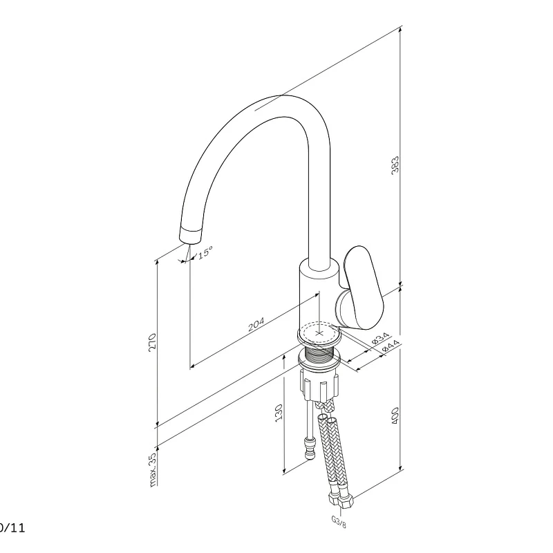 Смеситель для кухни AM.PM Like F8007T00 высокий с каналом питьевой воды, хром + дозатор моющего средства