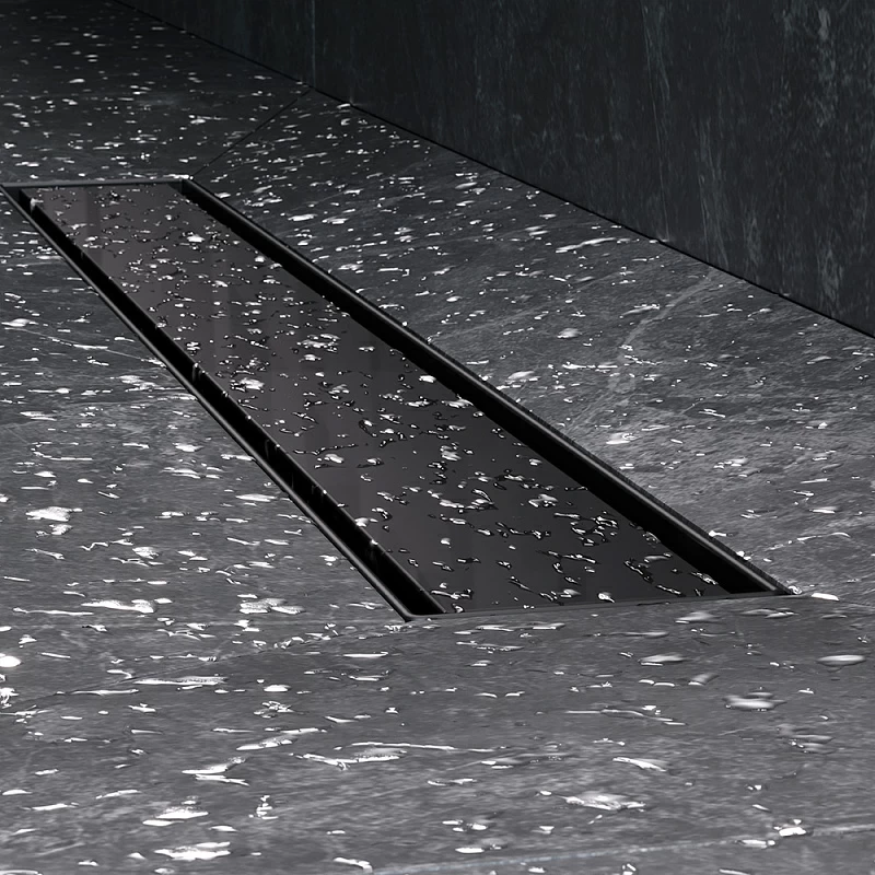 Душевой трап (лоток) 60 AM.PM MasterFlow W01SC-U11-060-04BM комбинированный затвор с черной матовой решеткой под плитку