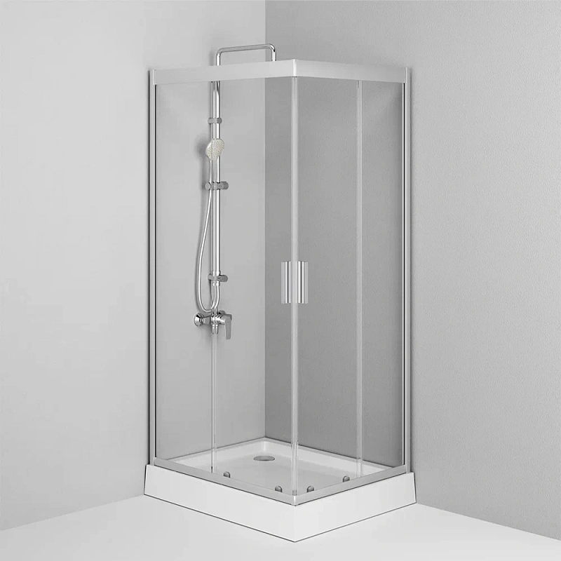 Душевое ограждение без поддона 100x80 AM.PM Gem W90G-404-100280-MT профиль серебристый