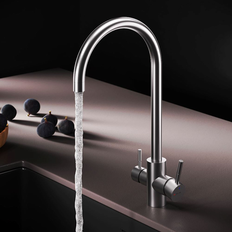 Смеситель для кухни AM.PM X-Joy S F85B07711 высокий, с каналом питьевой воды, сатин