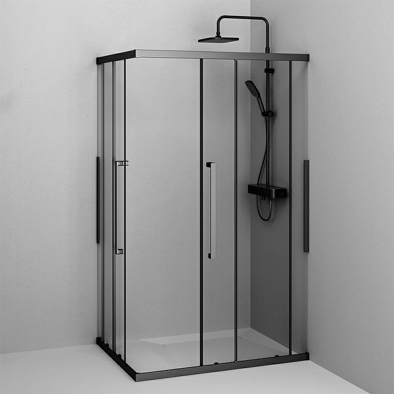 Душевое ограждение без поддона 80х120 AM.PM Func W84G-403-12080-BT профиль черный матовый