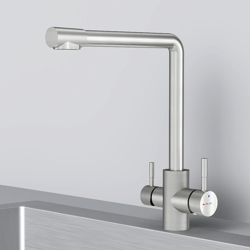 Смеситель для кухни AM.PM X-Joy S F85B05711 высокий, с каналом питьевой воды, сатин