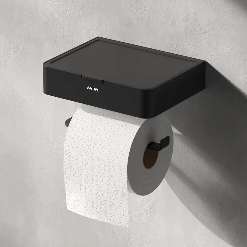 Держатель для туалетной бумаги настенный AM.PM Inspire 2.0 A50A341522 с полочкой, черный