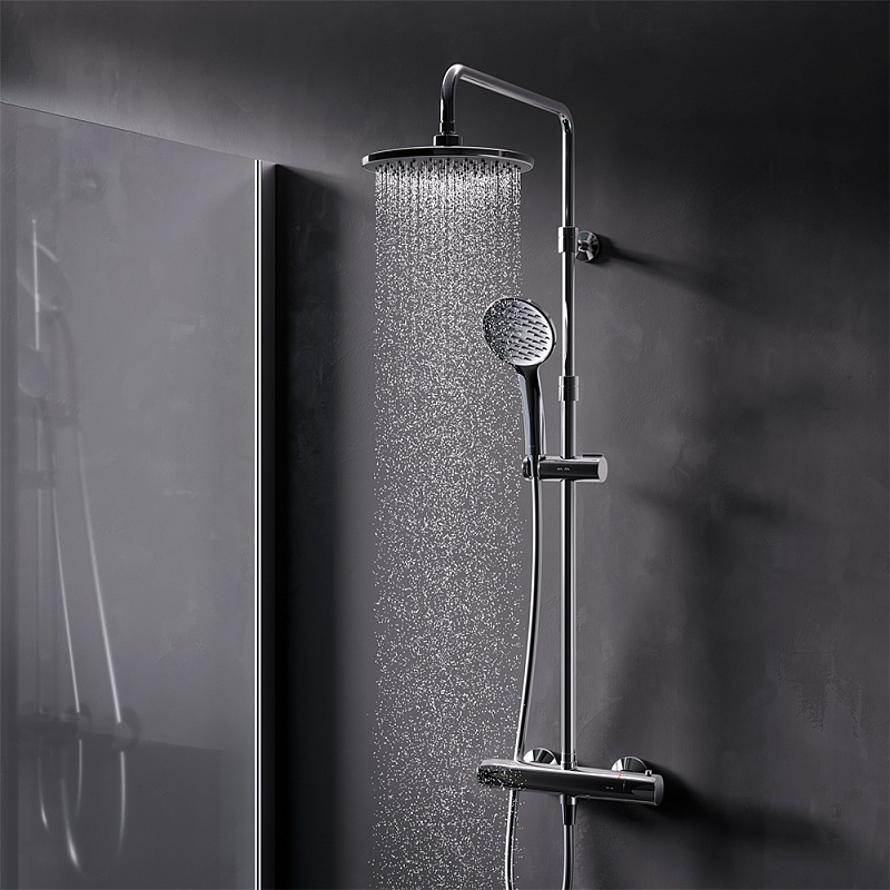 Душевая система AM.PM Crave F079C400 стойка с тропическим душем, термостатом, смесителем, хром