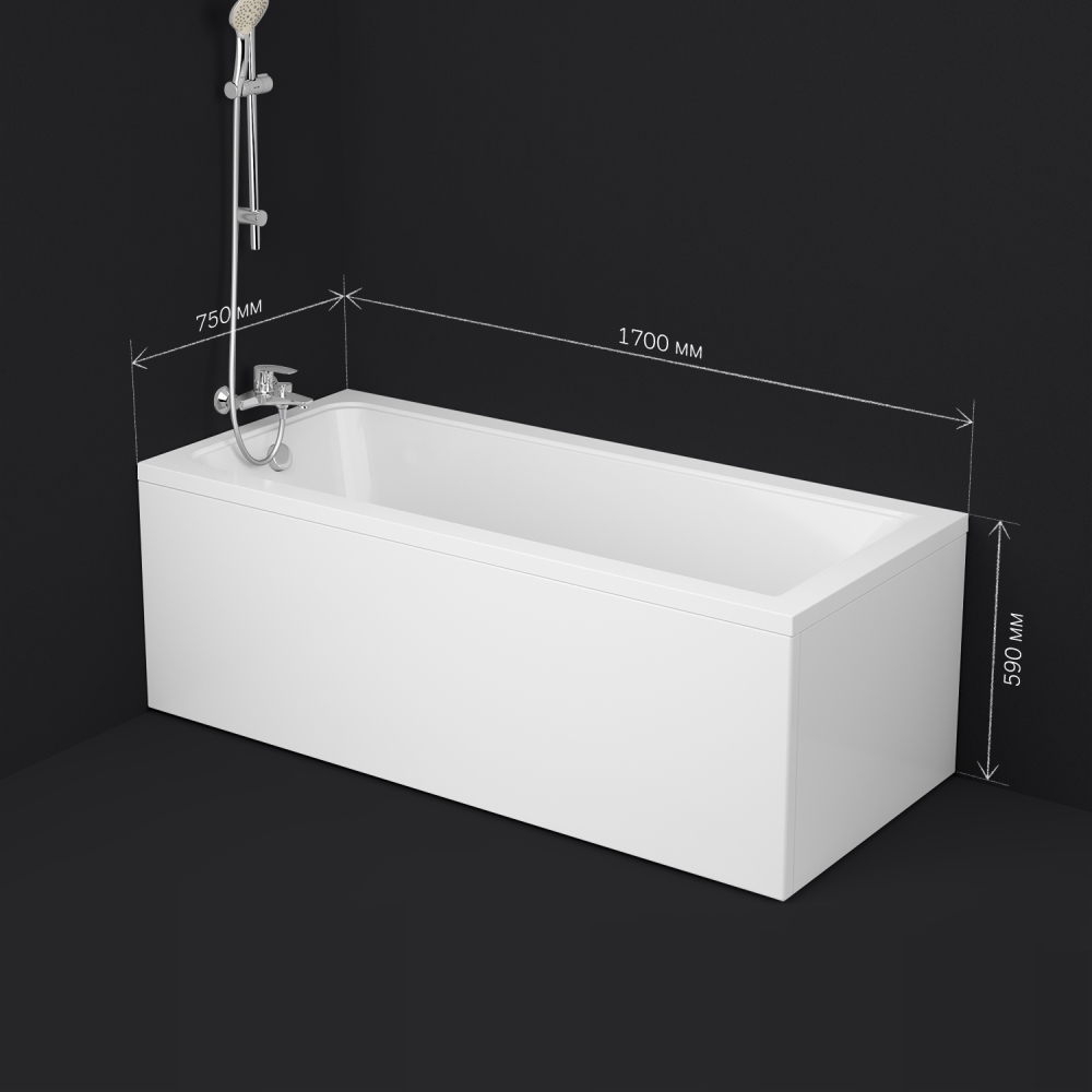 Ванна Gem W90A-170-075W-A, Белый