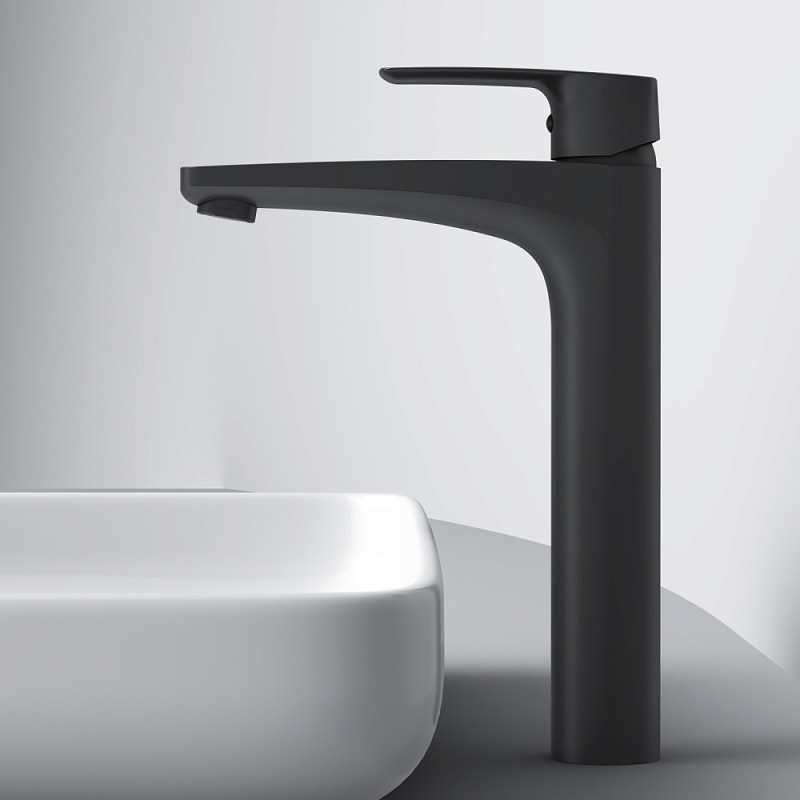 Смеситель для раковины (умывальника) AM.PM Gem F90A92022 высокий, черный