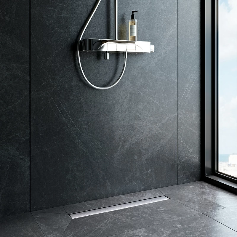 Душевой трап (лоток) 60 AM.PM MasterFlow W01SC-U11-060-04SB комбинированный затвор со стальной матовой решеткой под плитку