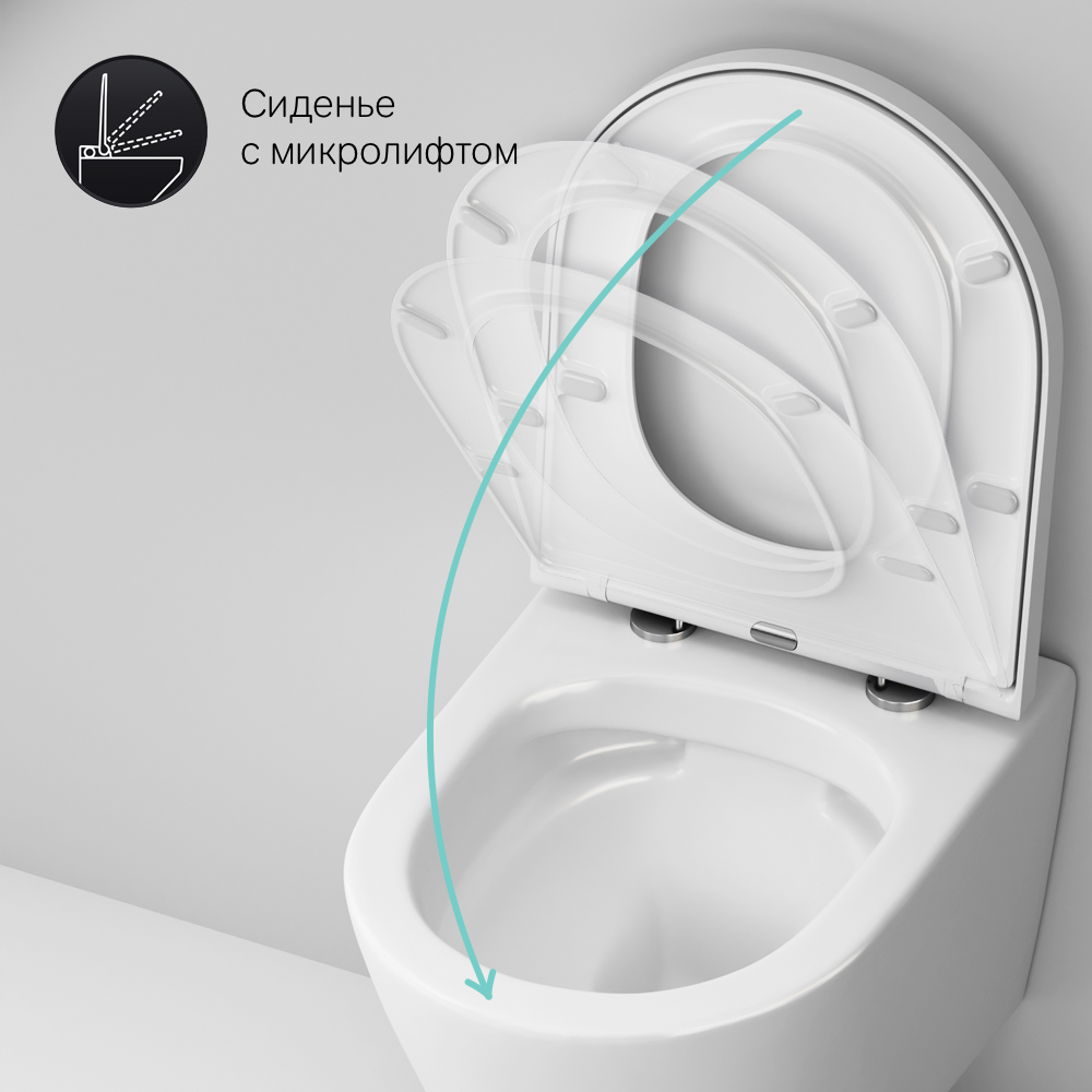 Унитаз подвесной FlashClean с сиденьем микролифт Sense C741701SC, Белый