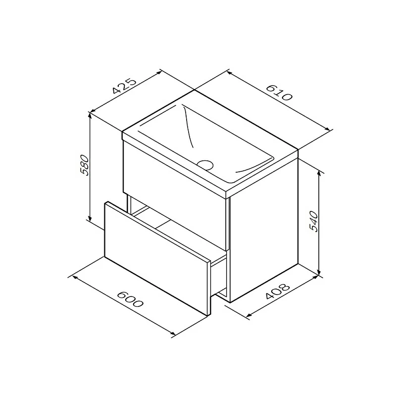 Тумба под раковину 60 AM.PM Gem M90FHX06022WG подвесная белый глянец
