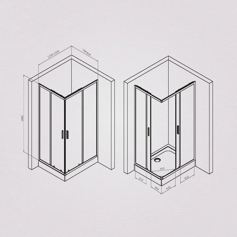 Душевое ограждение без поддона 80x120 AM.PM Gem S W93G-404-120280-BT профиль черный матовый