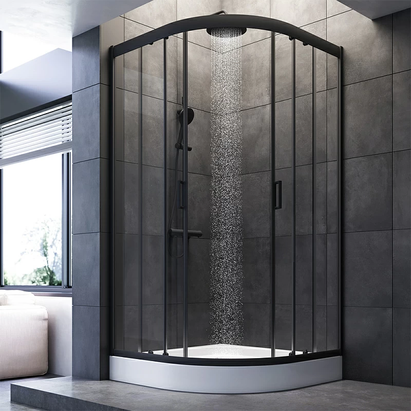 Душевое ограждение без поддона 100x100 AM.PM Gem W90G-401-100BT профиль черный матовый