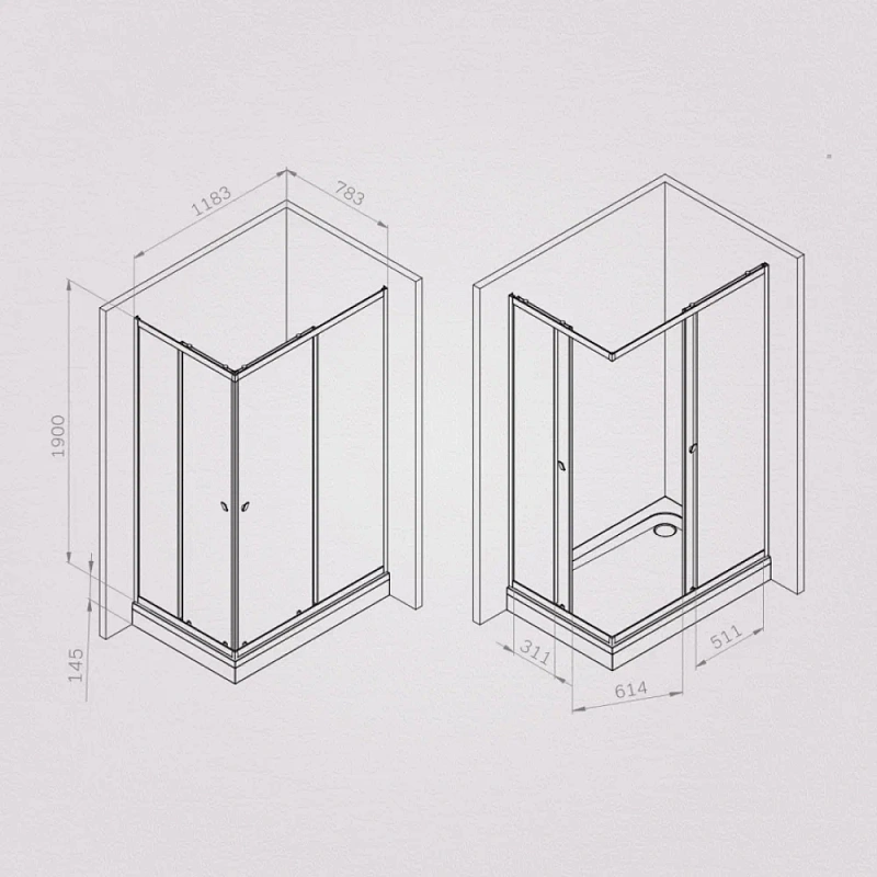 Душевое ограждение без поддона 120x80 AM.PM Sunny W87G-403-12080-MT профиль серебристый