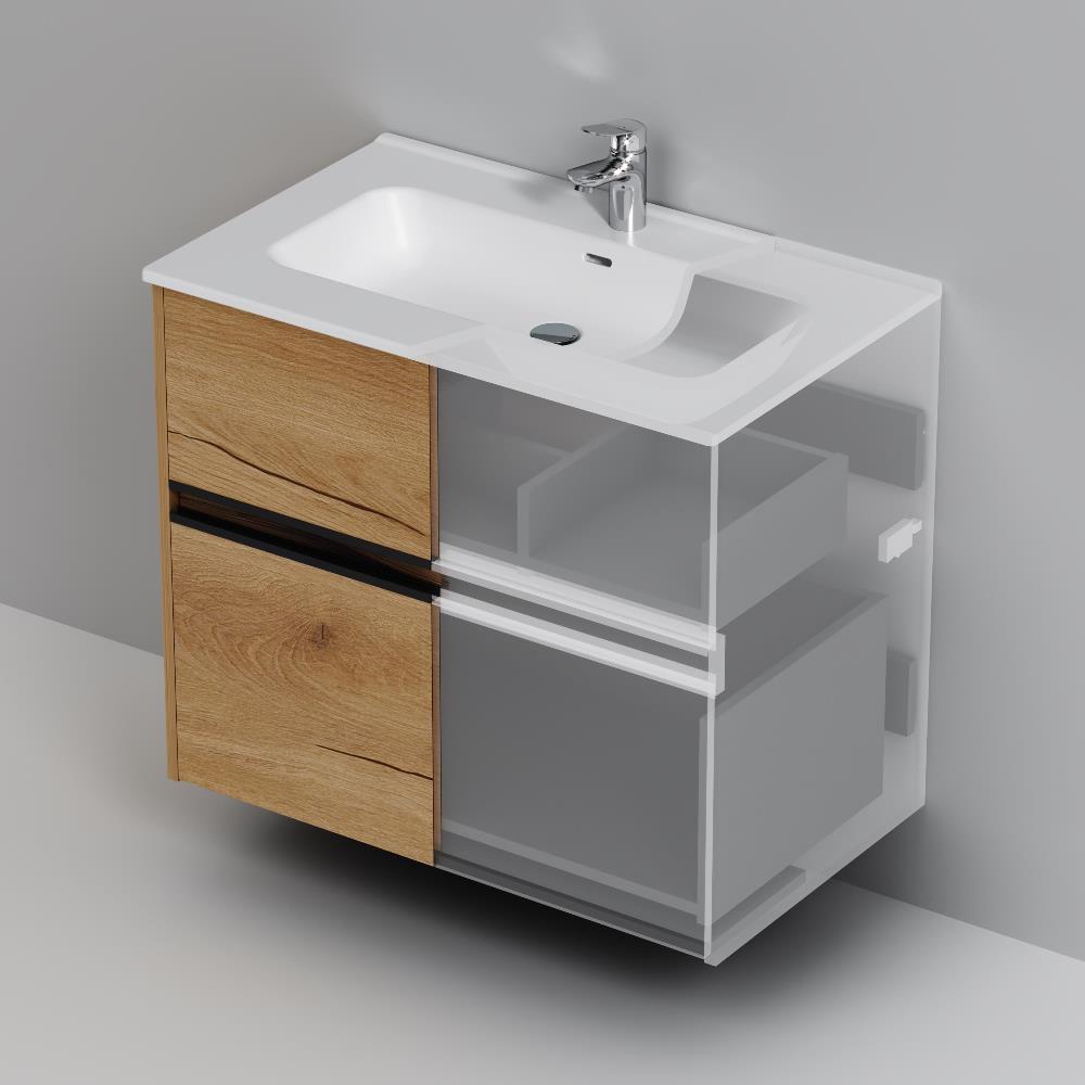 База с раковиной, универсальная, 80 см, 2 ящика Sense M7B-FUX0802OF-WCC0802WG