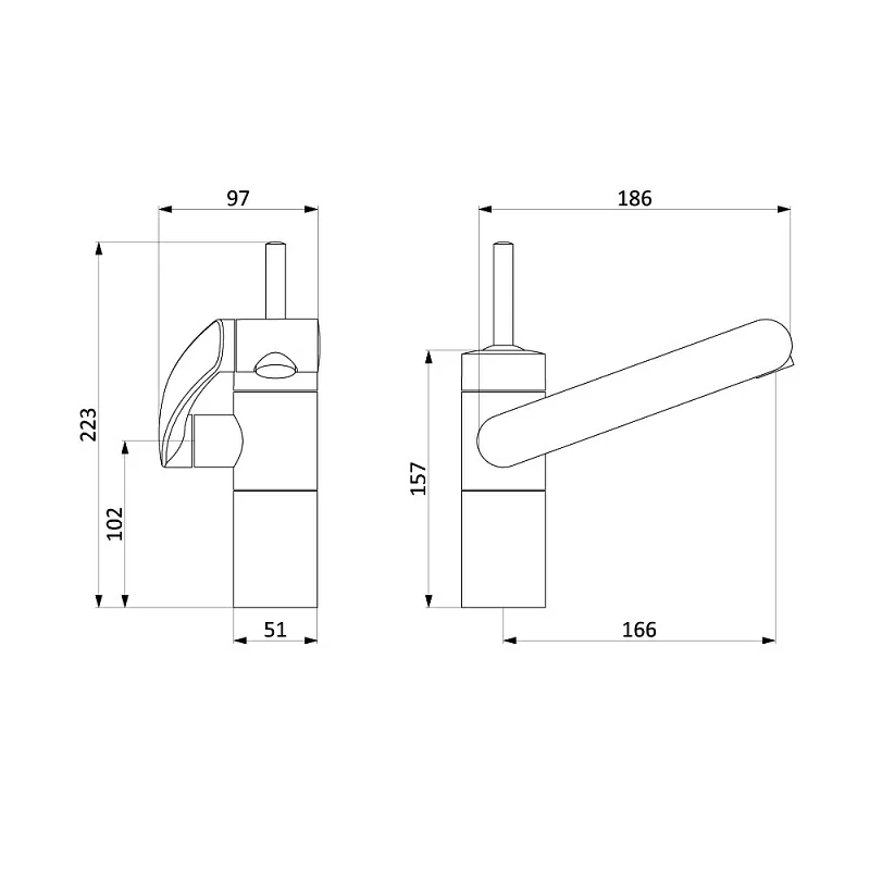 Смеситель для раковины (умывальника) Damixa Arc 290217364 с 3D поворотным изливом, черный